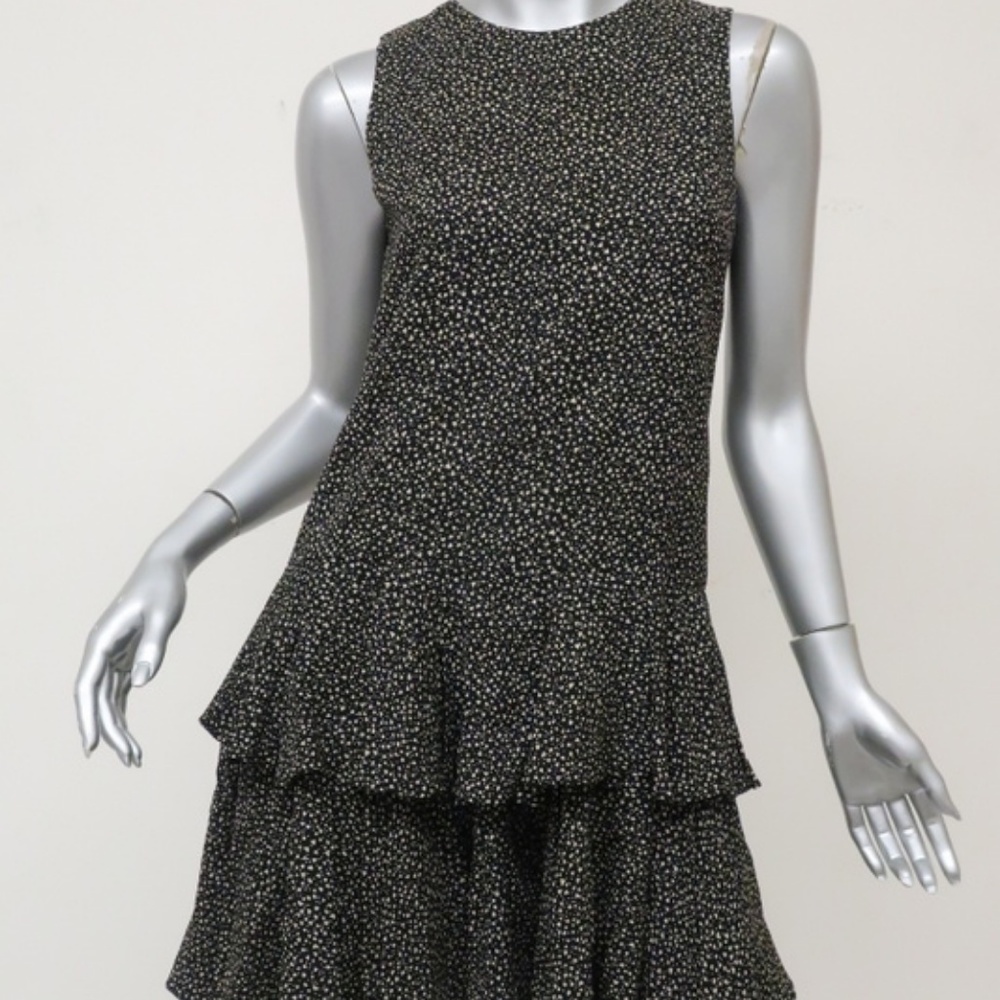 Saint Laurent Dress Black Heart Print Crepe - Picture 2 of 8